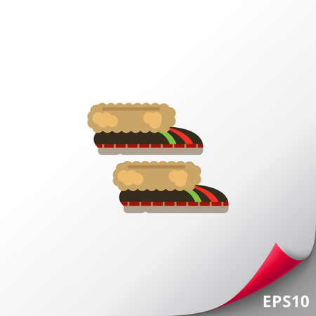 Vector icon of highlander slippers. Polish national footwear, clothing, Polish culture. Poland concept. Can be used for topics like clothing, fashion, national cultureのイラスト素材