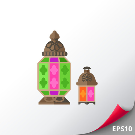 Moroccan glass lantern vector iconのイラスト素材