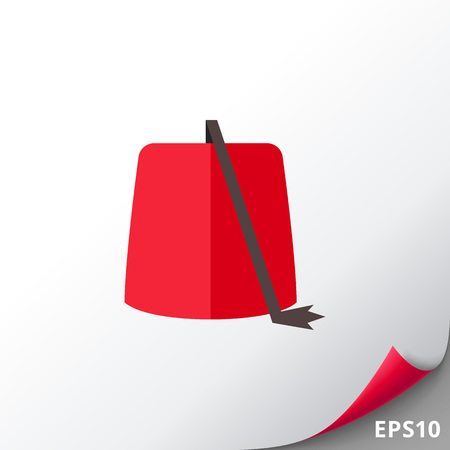 Red fez hat with tassel iconのイラスト素材