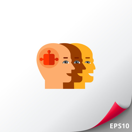 Team Concept Icon with Three Bald Headsのイラスト素材