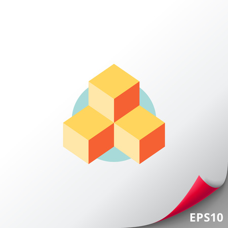 Multicolored vector icon of orange 3d cubesのイラスト素材