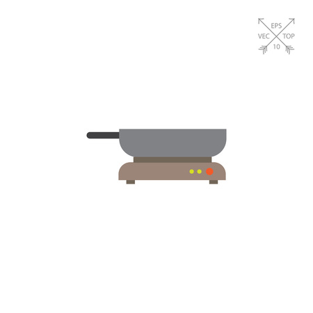 Frying pan on hotplateのイラスト素材