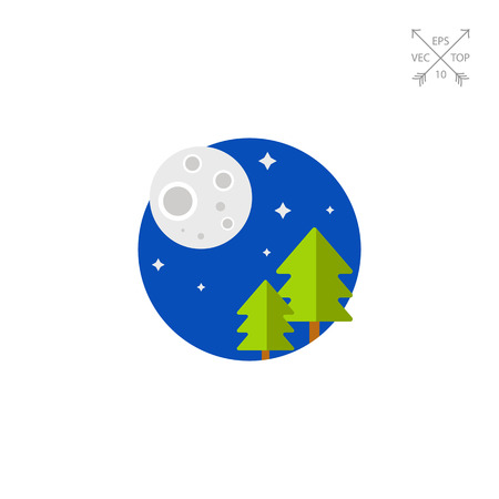 Full Moon and Trees Vector Iconのイラスト素材