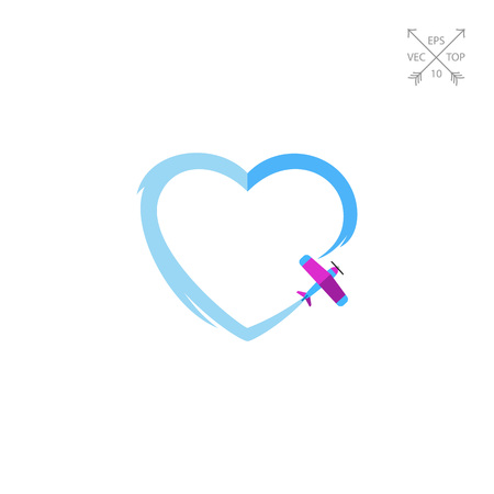 Airplane drawing heart iconのイラスト素材
