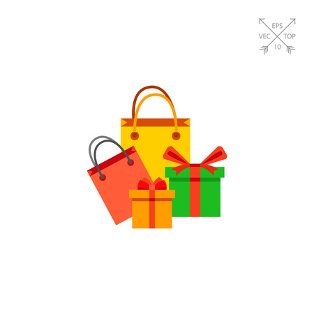 Bags and gifts as holiday shopping iconのイラスト素材