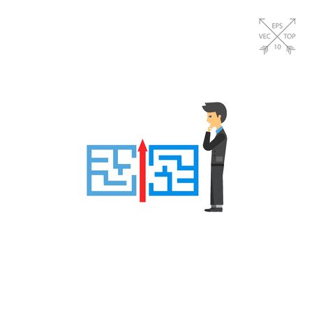Business maze puzzle solution iconのイラスト素材