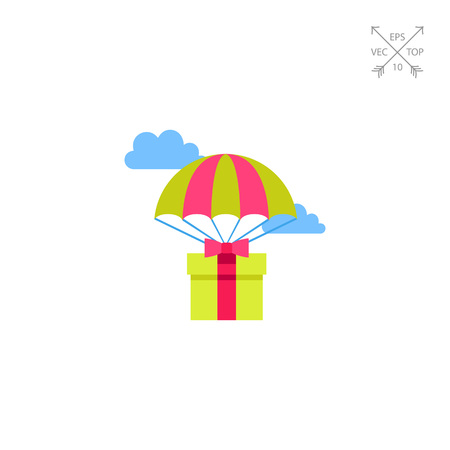 Gift Delivery by Parachutes Iconのイラスト素材