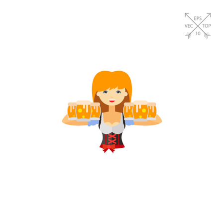 Girl with beer at Oktoberfest vector iconのイラスト素材