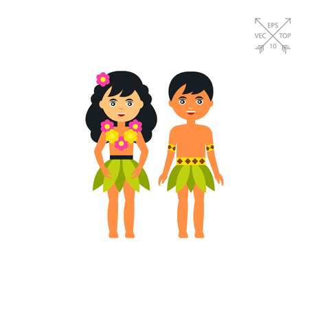 Hawaiian male and female vector iconのイラスト素材