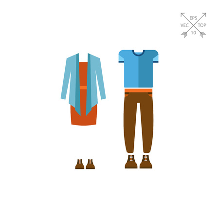 Male and female outfits of casual clothesのイラスト素材