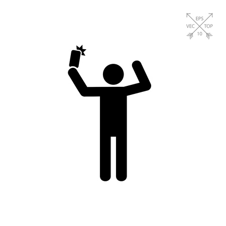 Man Taking Selfie Photo on Smartphone Iconのイラスト素材