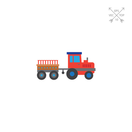Red tractor with trailerのイラスト素材