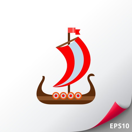Drakkar Viking ship vector iconのイラスト素材