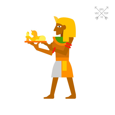 Pharaoh with Sphinx Statuette Iconのイラスト素材