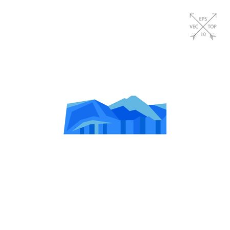 Vector icon of Perito Moreno glacier in Argentina. Glacier, mountains, natural landmark. Argentina concept. Can be used for topics like tourism, travelling, South America, geographyのイラスト素材
