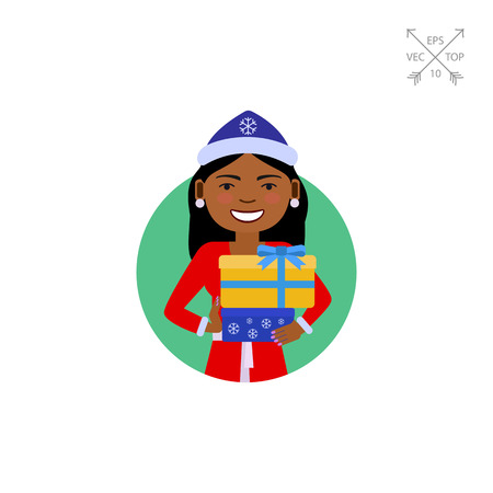 Smiling woman with gift boxesのイラスト素材