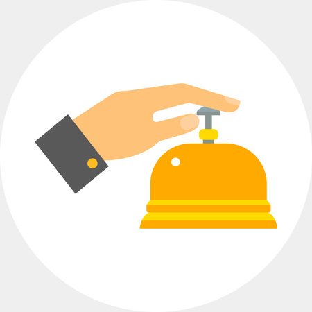 Male hand pressing service bell iconのイラスト素材