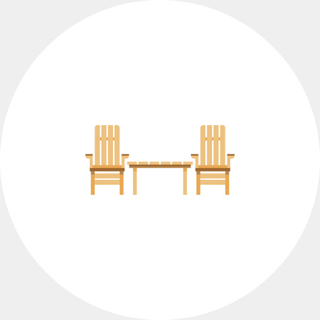 Wooden Garden Chairs And Table Iconのイラスト素材