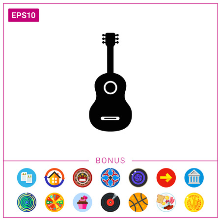 Vector icon of classic acoustic guitar silhouette.のイラスト素材