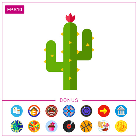 Thorny cactus in desert iconのイラスト素材