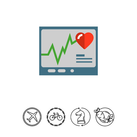 Vector icon of ecg device screen with electrocardiogram and red heartのイラスト素材