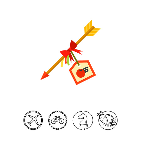 Multicolored vector icon of decorative Hamaya arrow with New Year cardのイラスト素材