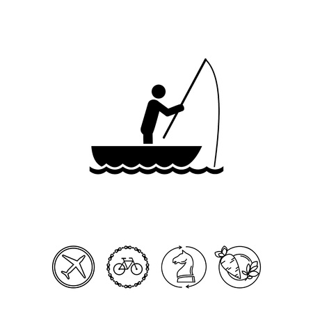 Man in Boat Fishing Iconのイラスト素材