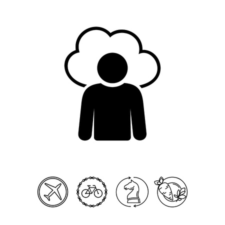 Person silhouette with cloud. Outsourcing, employee, process, working. Outsourcing concept. Can be used for topics like business, startup, marketing, employmentのイラスト素材