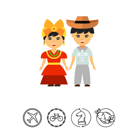 Cheerful Cubans in national dress iconのイラスト素材