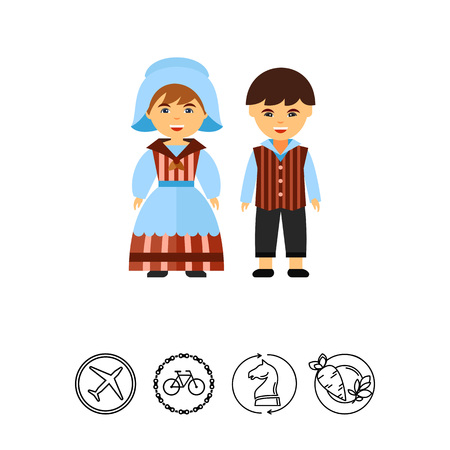 Couple of Belgians in national dress iconのイラスト素材