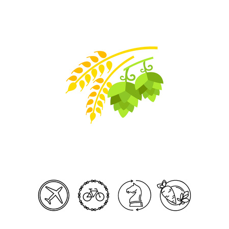 Hops and malt iconのイラスト素材