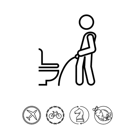 Icon of man silhouette urinating in public restroomのイラスト素材