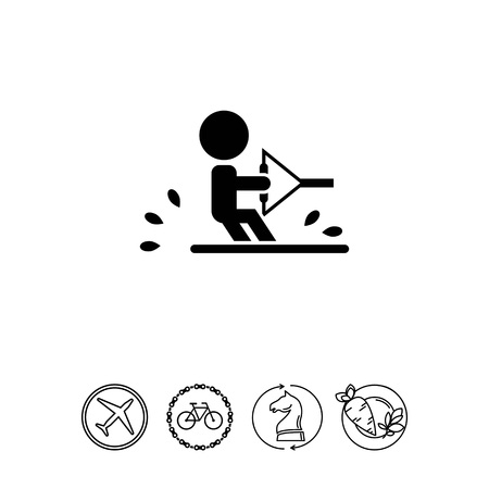 Vector icon of water skiing man silhouetteのイラスト素材
