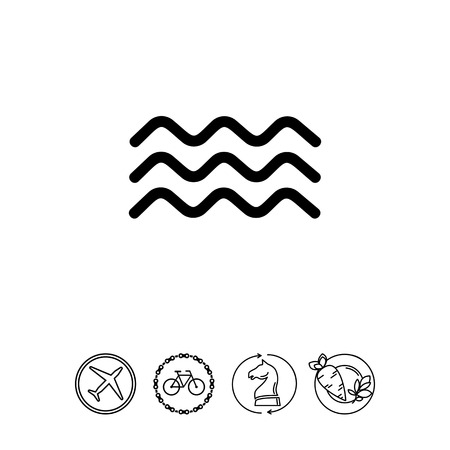 Monochrome vector icon of three squiggly lines representing water wavesのイラスト素材