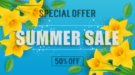 Special Offer Sale Lettering and Daffodilsのイラスト素材