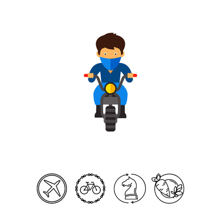 Man on bike with bandit style handkerchiefのイラスト素材