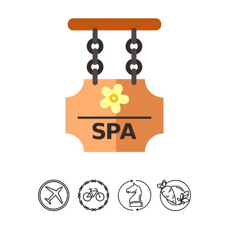 Spa sign on wooden board iconのイラスト素材