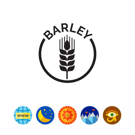 Icon of barley ear in circle with inscriptionのイラスト素材