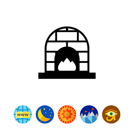Vector icon of brick fireplace with flamesのイラスト素材
