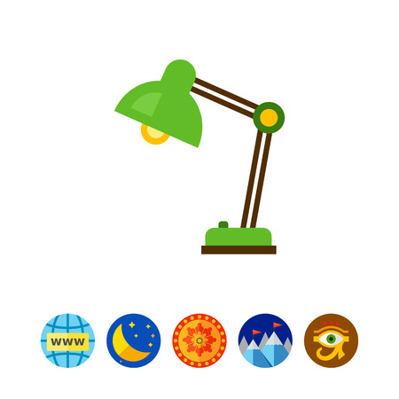 Multicolored vector icon of green desk lampのイラスト素材