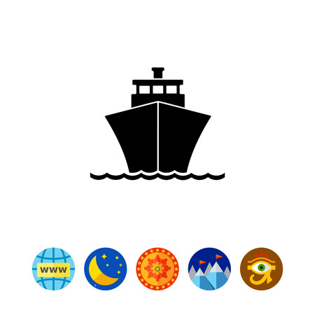Monochrome vector icon of passenger cruise liner riding on wavesのイラスト素材