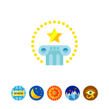 Illustration of pillar with star. International law, legislation, relations, states. International law concept. Can be used for topics like  international law, legislation, justiceのイラスト素材