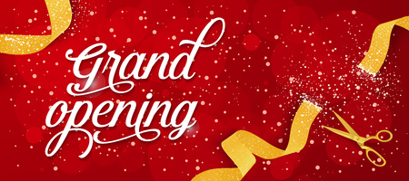 Grand Opening Lettering With Cut Ribbonのイラスト素材