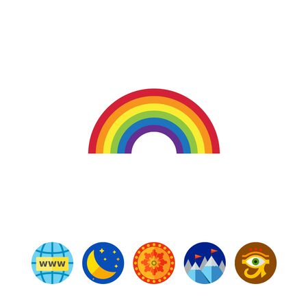 Vector icon of rainbow curve consisting of six colorsのイラスト素材