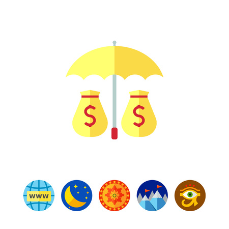 Icon of money sacks under umbrellaのイラスト素材