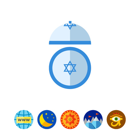 Yarmulke with Judaism Star Iconのイラスト素材