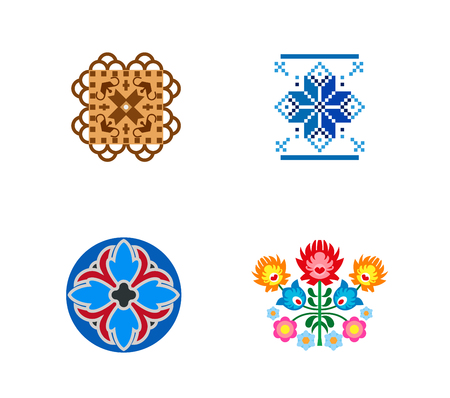 Traditional patterns icon setのイラスト素材