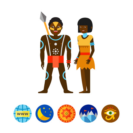 Aborigine Australian couple iconのイラスト素材