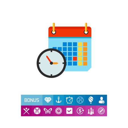 Clock and calendar in background. Time, shedule, date. Calendar concept. Can be used for topics like business, management, finance, planning.のイラスト素材