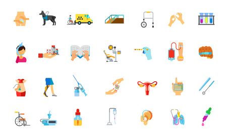 Medicine and Disability icon setのイラスト素材